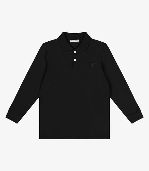 Polo Infantil Menino Manga Longa Trick Nick Preto