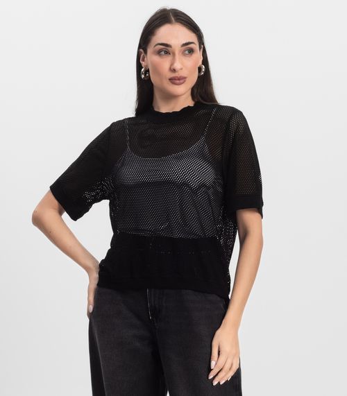 Blusa Feminina Malha Screen Infinita Cor Preto