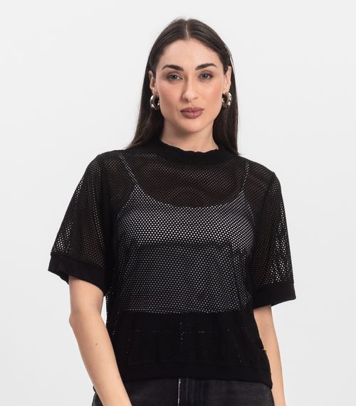 Blusa Feminina Malha Screen Infinita Cor Preto