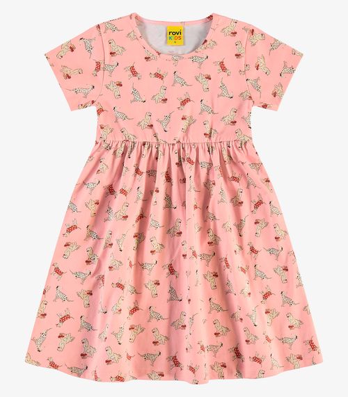 Vestido infantil em Meia Malha Rovi Kids Rosa
