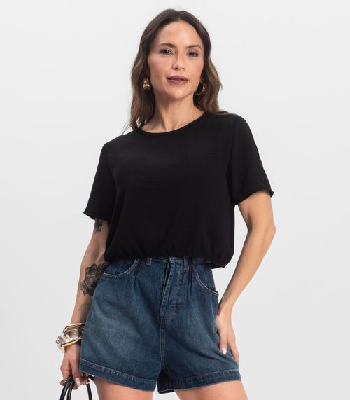 Blusa Feminina Manga Curta Infinita Cor Preto