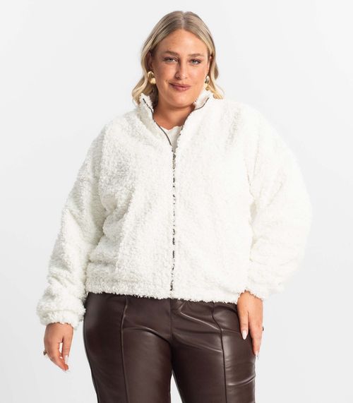 Jaqueta Pelo Alpaca Sintético Secret Glam Bege
