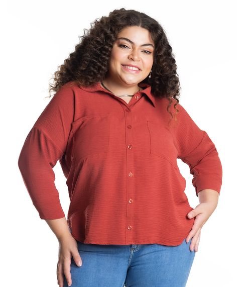 Camisa Manga 7/8 Air Flow Pesado Secret Glam Marrom