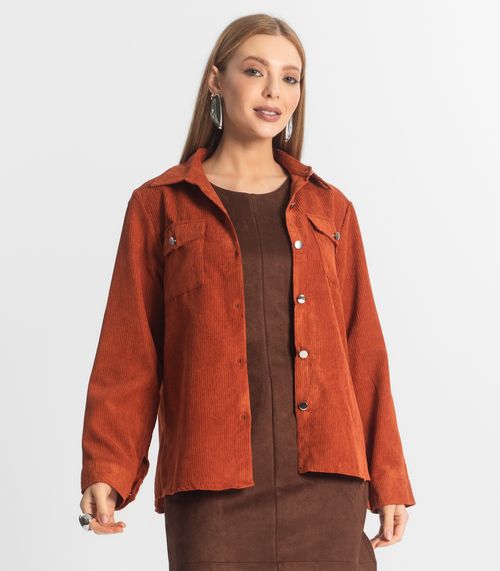 Camisa Feminina Cotelê Com Botões Atrativa Modas Amarelo