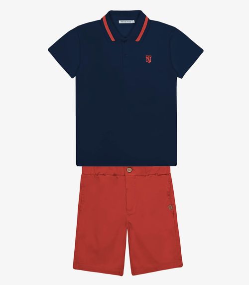 Conjunto Polo Com Bermuda Menino Trick Nick Azul