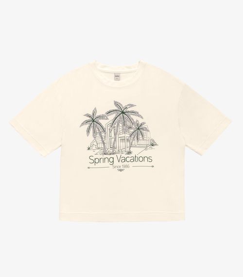 Blusa Feminina Over com Estampa e Glitter Rovitex Bege