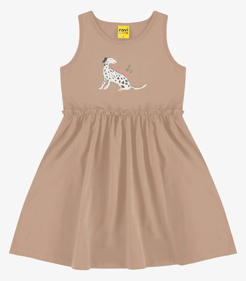 Vestido Infantil em Meia Malha Rovi Kids Marrom