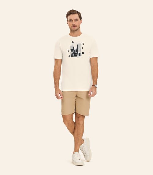 Camiseta Masculina em Meia Malha Diametro Bege