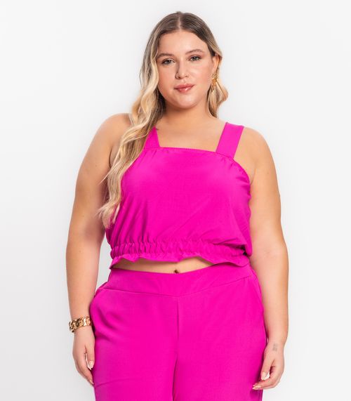 Regata Cropped Plus Size Neon Secret Glam Rosa