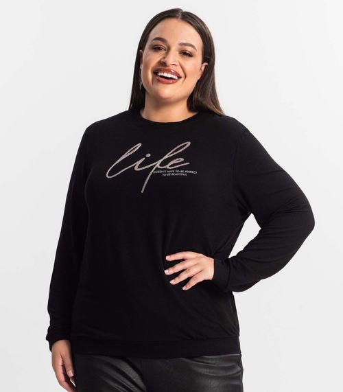 Blusão Feminino Plus Size Secret Glam Preto