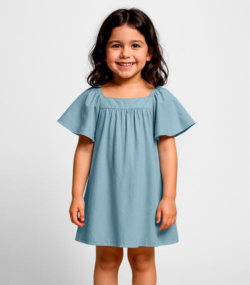 Vestido Infantil em Viscose Infinita Cor Azul