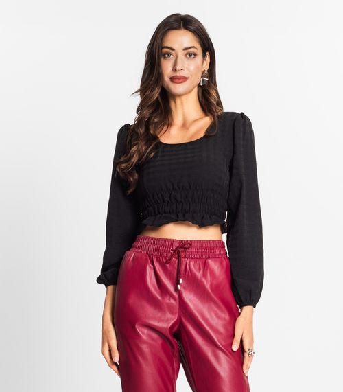 Blusa Manga Longa Feminina Xadrez Endless Preto