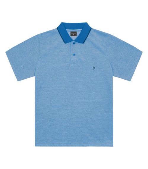 Camisa Polo Masculina Em Piquet Diametro Azul