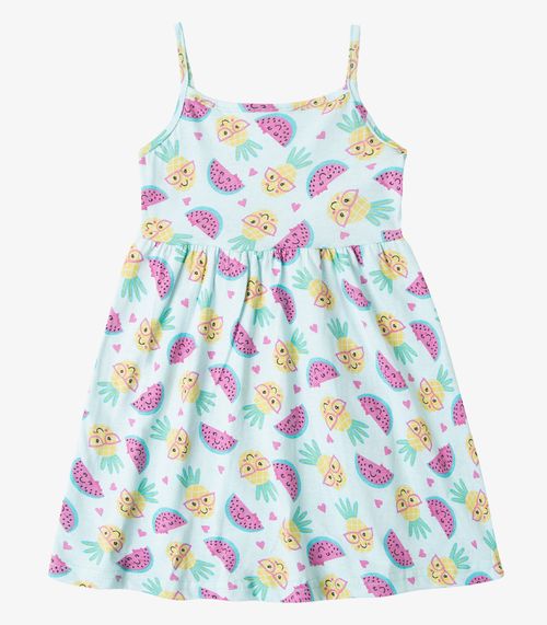 Vestido Infantil Estampado de Alcinha Bju Kids Verde