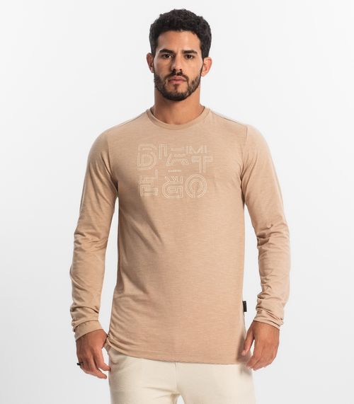 Camiseta Masculina Manga Longa Diametro Marrom