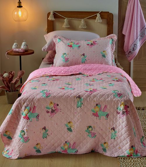 Kit Cobre Leito Casual Kids Casal Appel Rosa