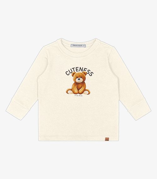 Camiseta Infantil Manga Longa Trick Nick Bege