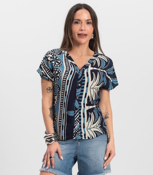 Blusa Feminina Estampada Infinita Cor Azul