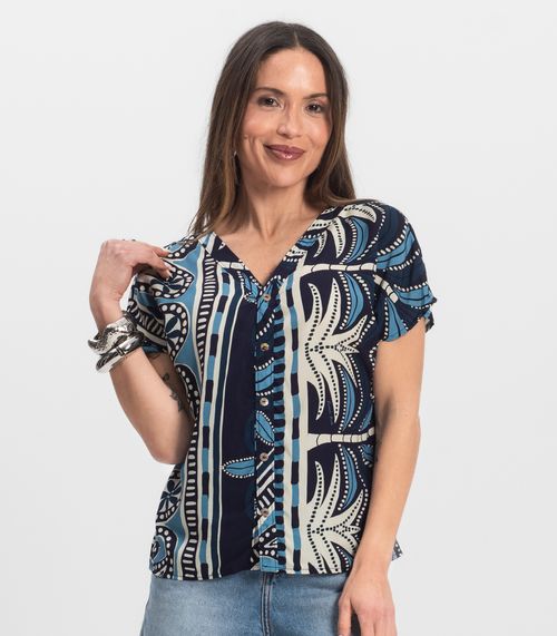 Blusa Feminina Estampada Infinita Cor Azul