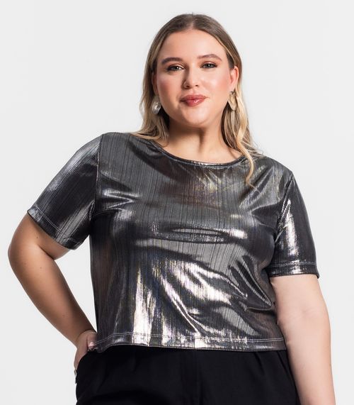 Blusa Feminina Plus Size Secret Glam Cinza