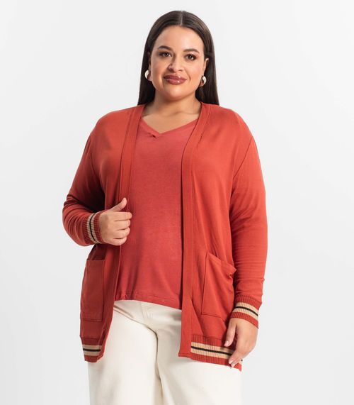 Cardigan Plus Size Feminino Secret Glam Vermelho
