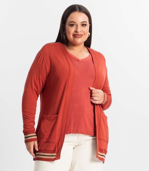 Cardigan Plus Size Feminino Secret Glam Vermelho