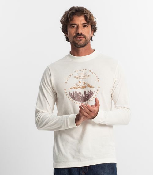 Camiseta Masculina Manga Longa Diametro Bege