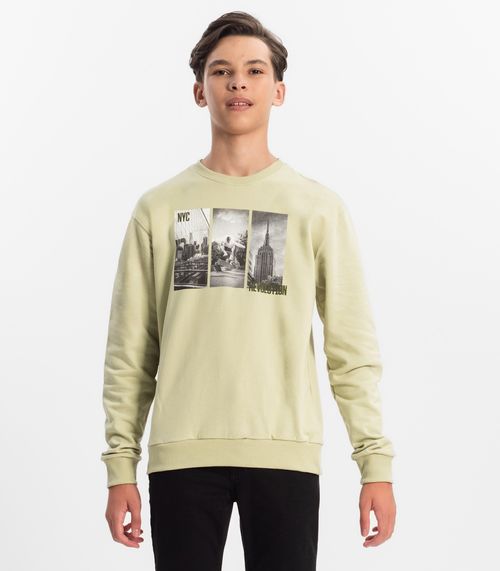 Blusão Juvenil Menino Em Moletom Minty Verde