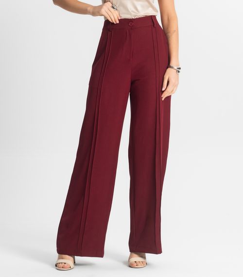 Calça Feminina Pantalona Em Alfaiataria Veshine Vermelho