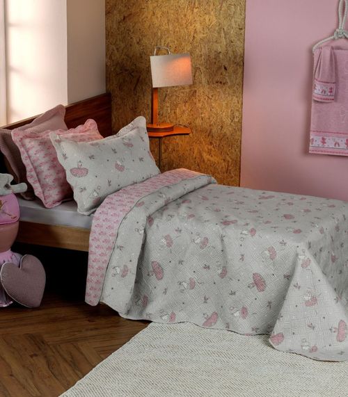Kit Cobre Leito Casual Kids Solteiro Appel Cinza