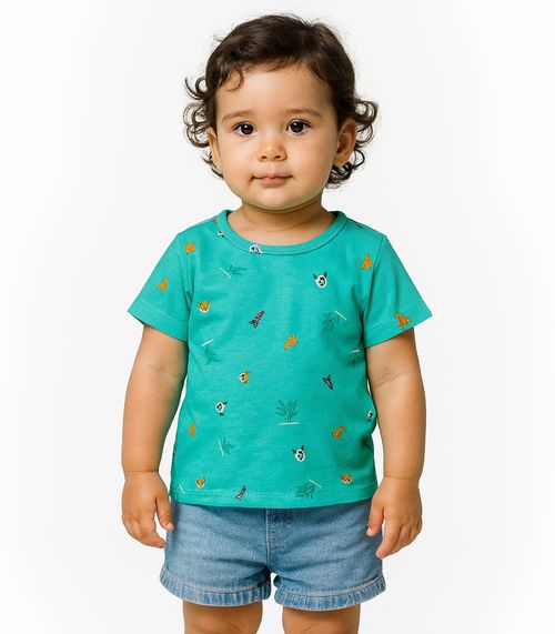 Camiseta Infantil Menino Animais Infinita Cor Verde