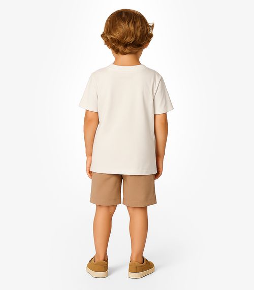 Conjunto Camiseta com Bermuda Rovitex Kids Bege