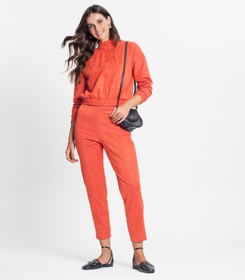 Calça Feminina Em Suede Sarjado Rovitex Laranja