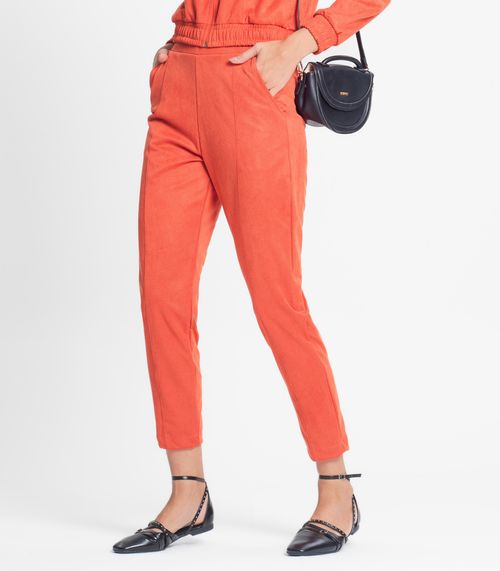 Calça Feminina Em Suede Sarjado Rovitex Laranja