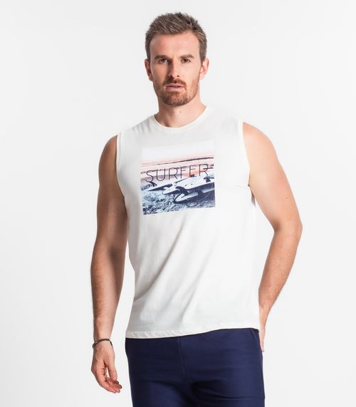 Regata Masculina Estampada Diametro Bege