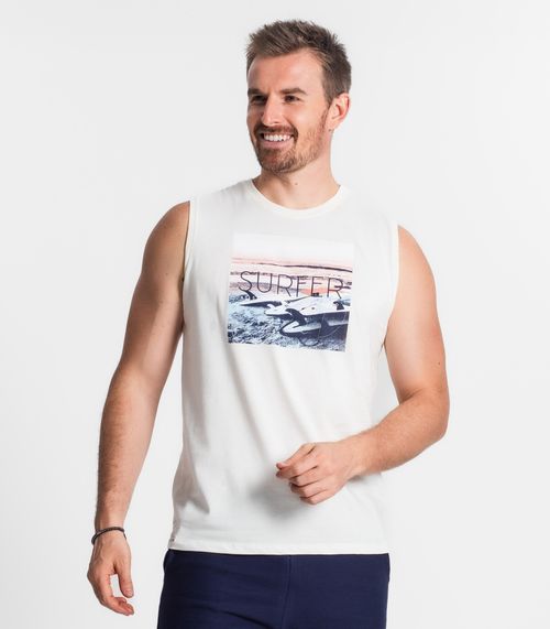 Regata Masculina Estampada Diametro Bege