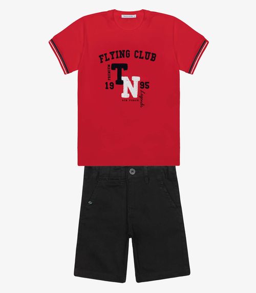 Conjunto Infantil Camiseta Com Bermuda Trick Nick Vermelho