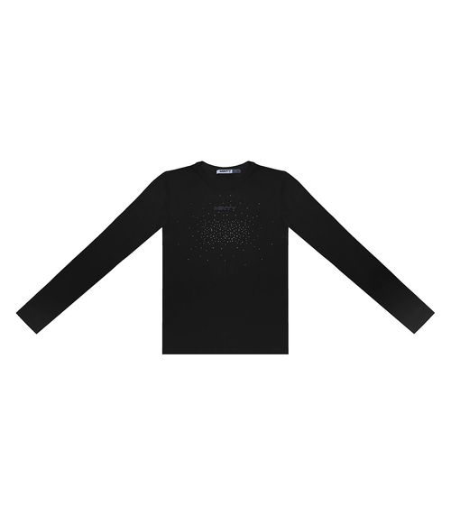 Blusa Juvenil Com Strass Manga Longa Minty Preto