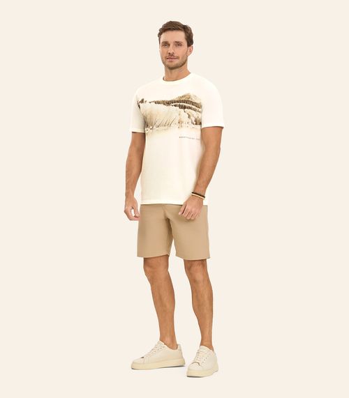 Camiseta Masculina em Meia Malha Diametro Bege
