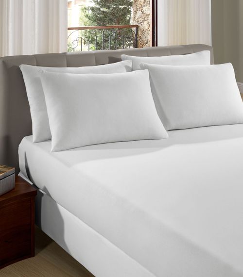 Lençol Casal Premium Fio Penteado Liso Vivaldi Branco