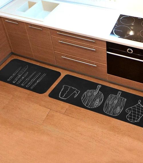 Jogo De Tapetes Para Cozinha Wevans Preto