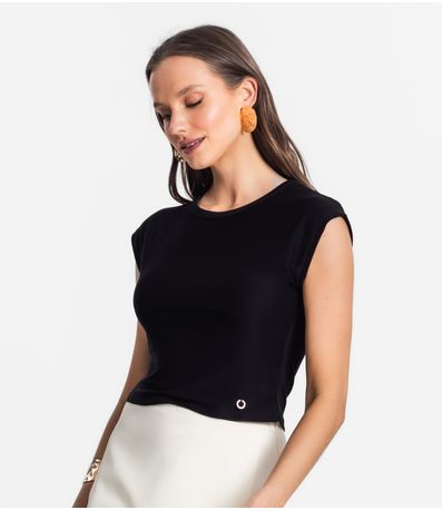 Blusa De Viscotorcion Básica Feminina Endless Preto