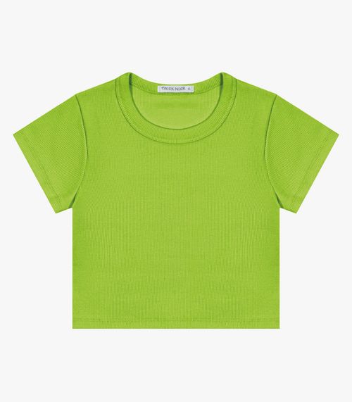 Blusa Cropped Infantil Ribana Canelada Trick Nick Verde