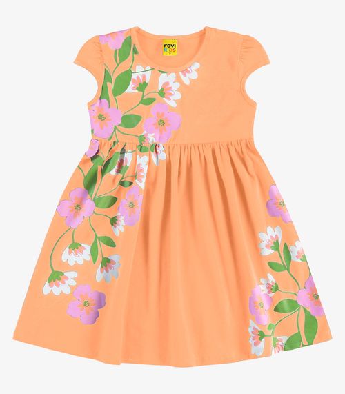 Vestido Infantil Manga Curta Rovi Kids Laranja