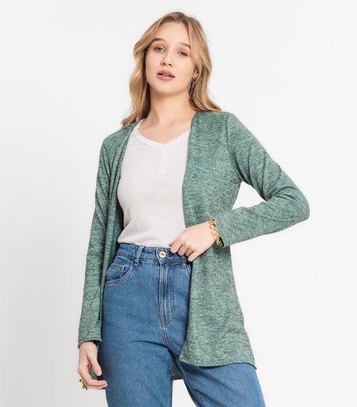 Cardigan Feminino Alongado Infinita Cor Verde
