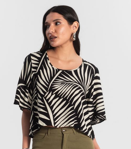 Blusa Feminina Estampada Rovitex Preto