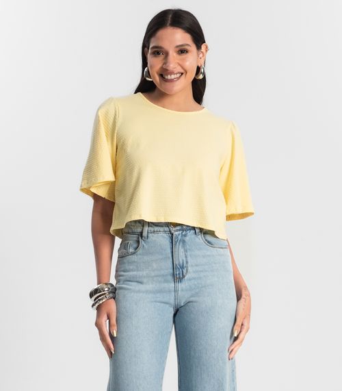 Blusa Feminina Manga Franzida Rovitex Amarelo