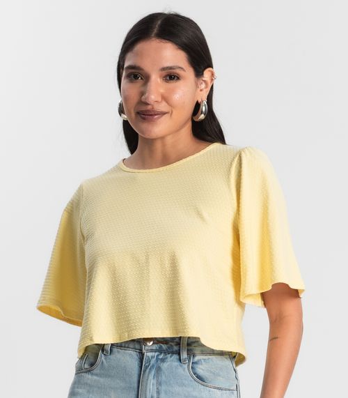 Blusa Feminina Manga Franzida Rovitex Amarelo