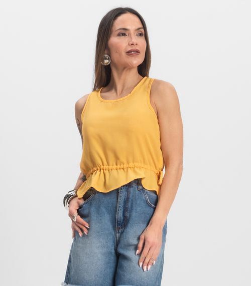 Regata Feminina em Crepe Infinita Cor Amarelo