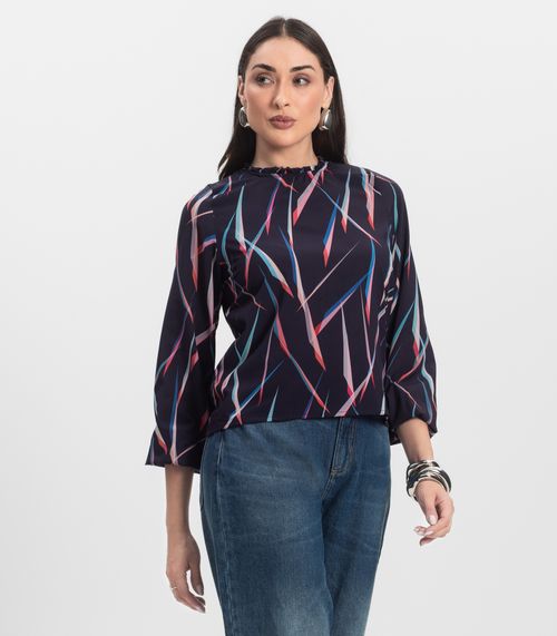 Blusa Manga Longa Infinita Cor Azul